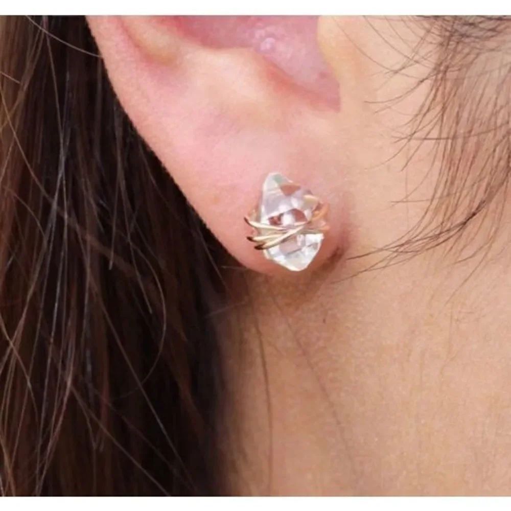 The Crystal Dream Gold plated wrapped lab created sapphire earrings